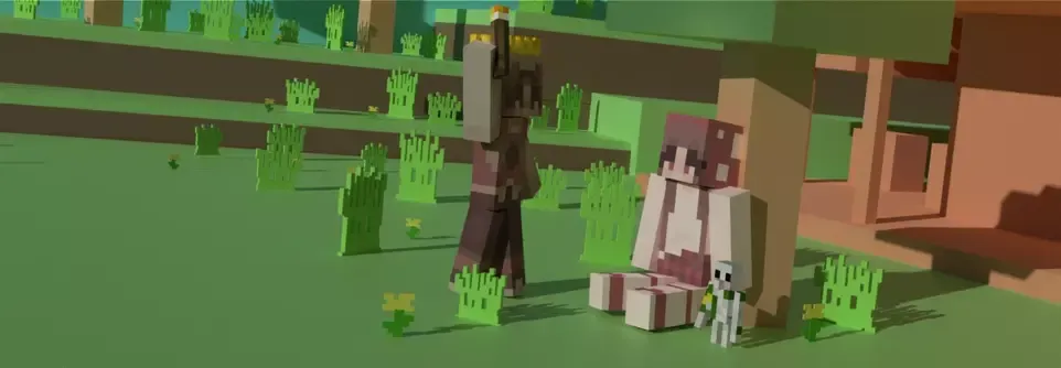 Banner principal, muestra dos jugadores de Minecraft interactuando